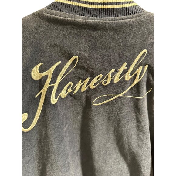 ✌️ 2/$40 ✌️American Eagle XL Denim Varsity Jacket With Honestly Script - Picture 7 of 7